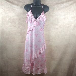 LoveShackFancy x VS PINK Halter Pink Floral Ruffle Babydoll Fairy Midi Dress